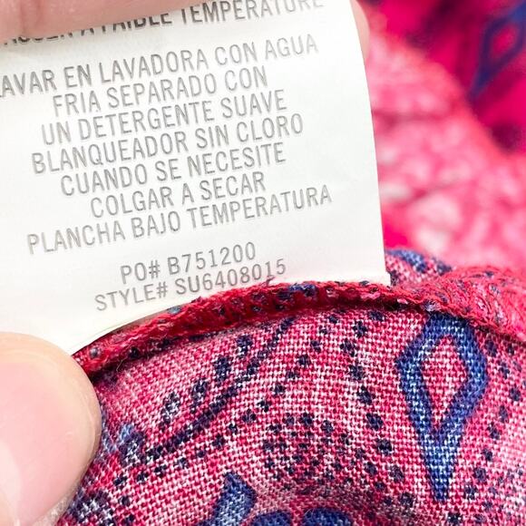 O'Neill Womens S Nashville Red Print Off Shoulder Romper Boho Red Pink Summer - Picture 10 of 11